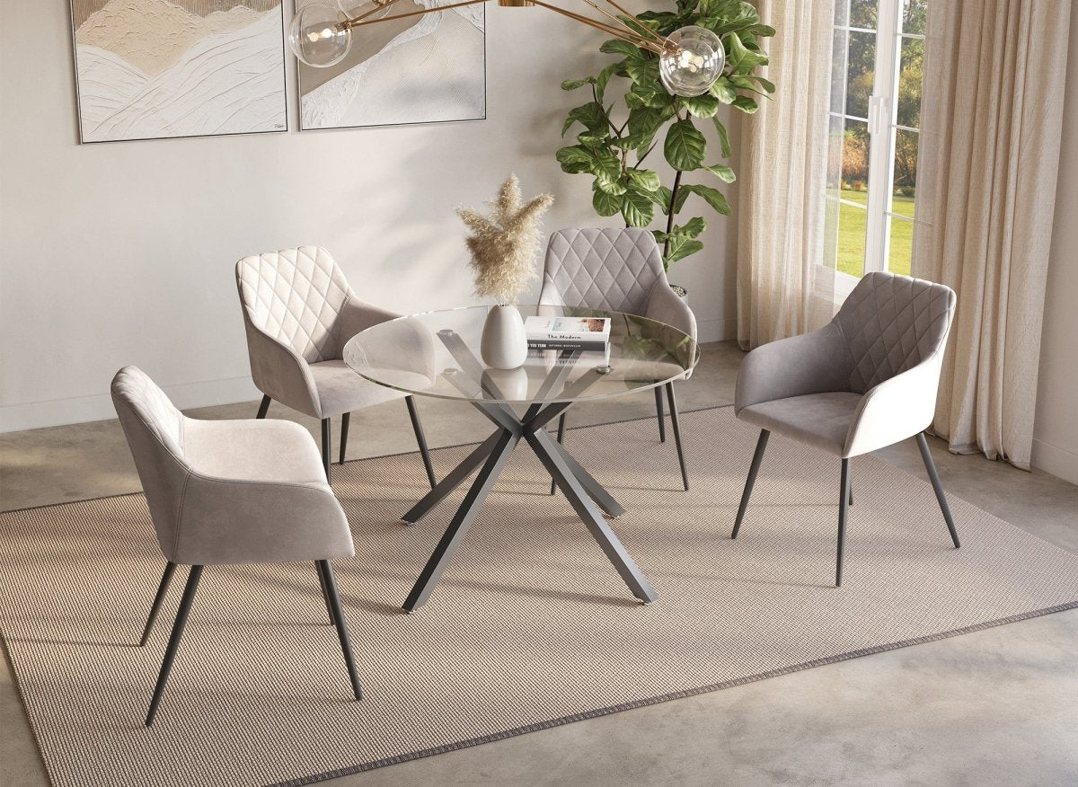 Table à manger ronde en verre CUBA - DécoInParis