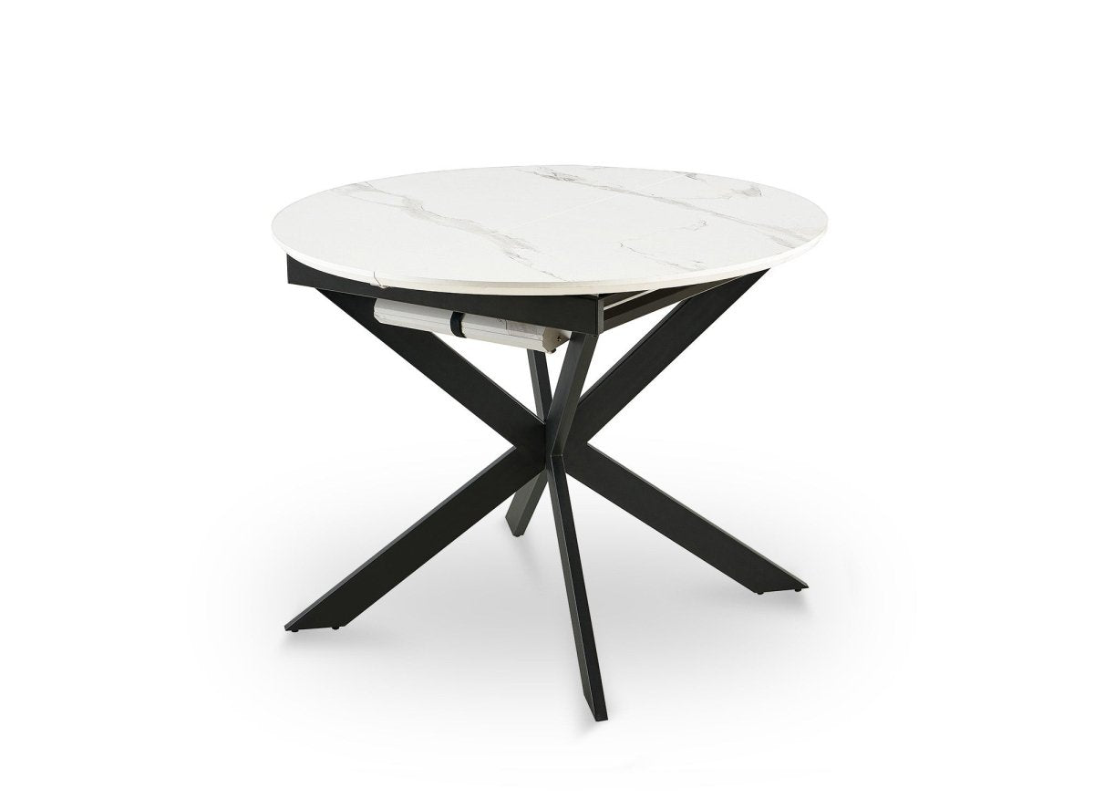 Table à manger ronde extensible blanc KOBY - DécoInParis