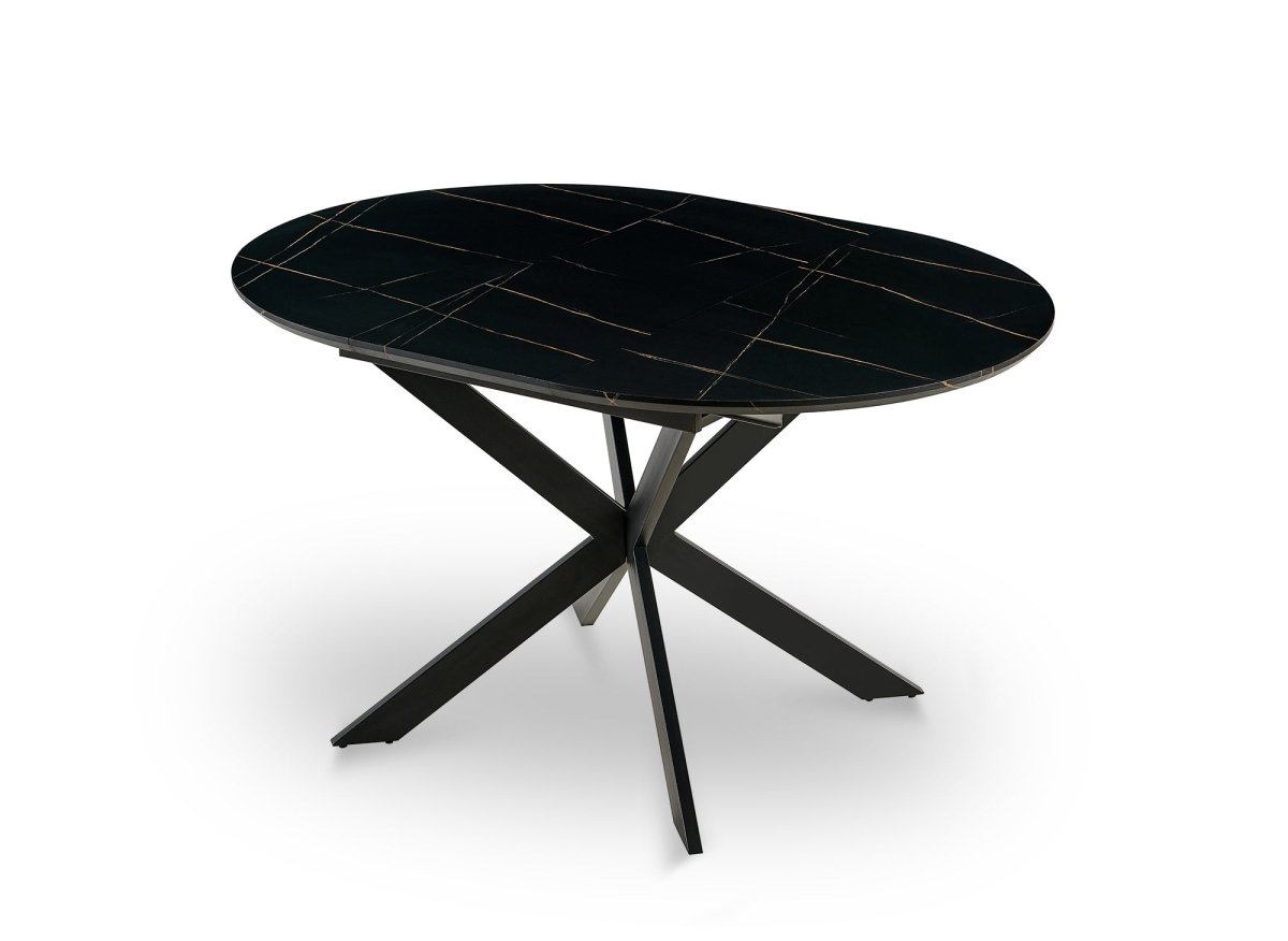 Table à manger ronde extensible noir KOBY - DécoInParis
