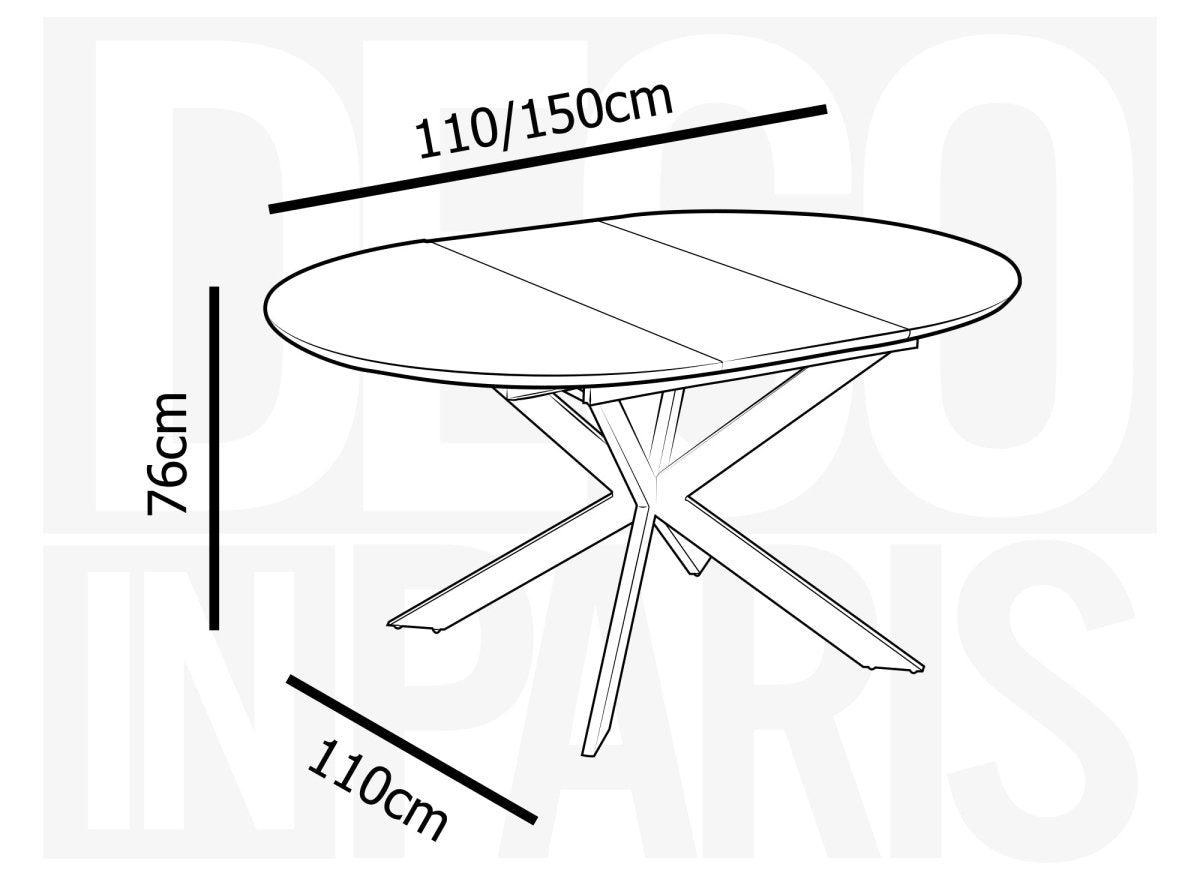 Table à manger ronde extensible noir KOBY - DécoInParis