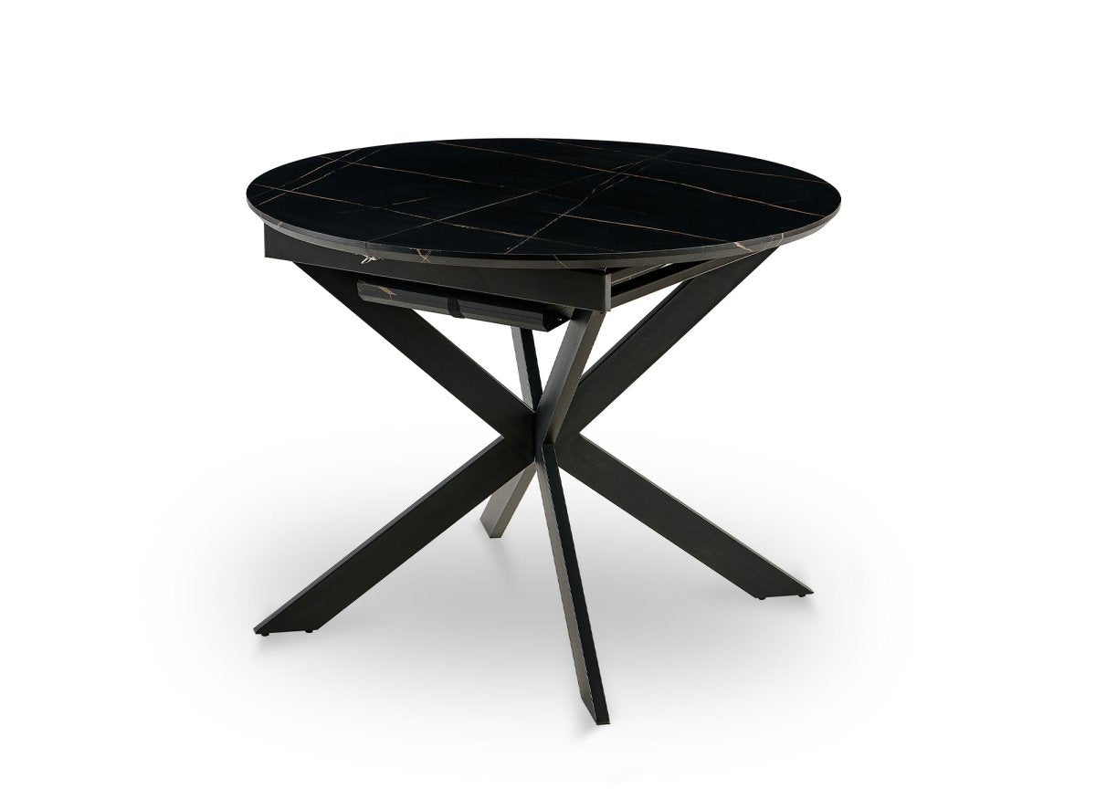 Table à manger ronde extensible noir KOBY - DécoInParis