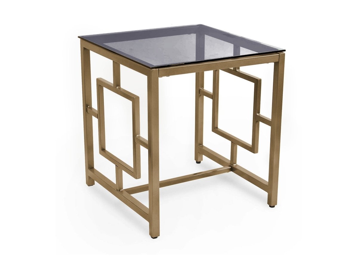 Table basse design en verre noir et métal doré carrée PABLO - DécoInParis