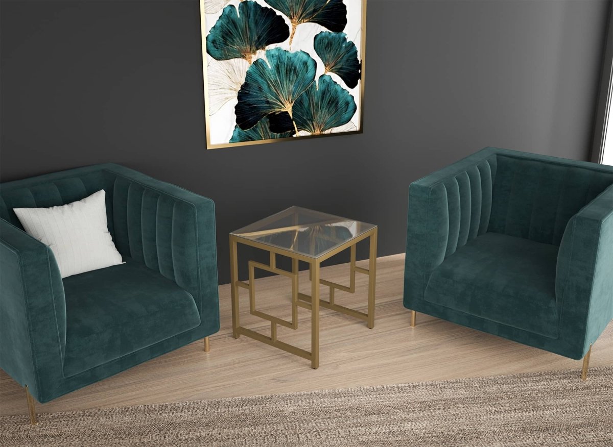 Table basse design en verre noir et métal doré carrée PABLO - DécoInParis