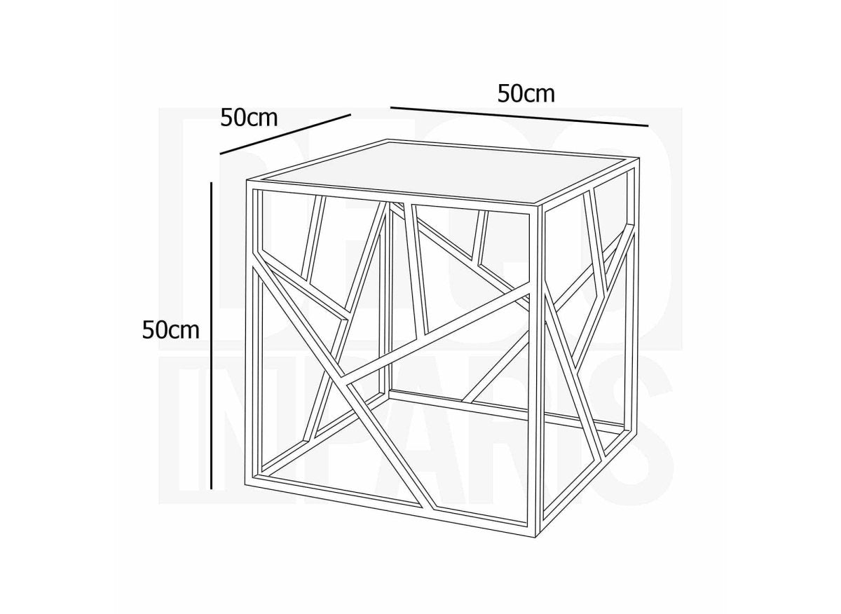 Table basse design en verre noir et métal doré carrée SOLAL - DécoInParis