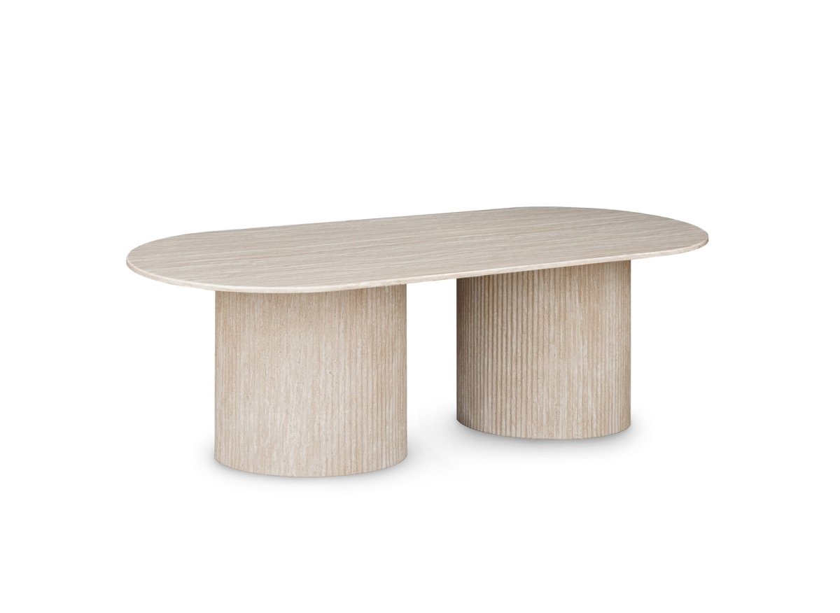 Table basse ovale en marbre composite beige DHARA - DécoInParis