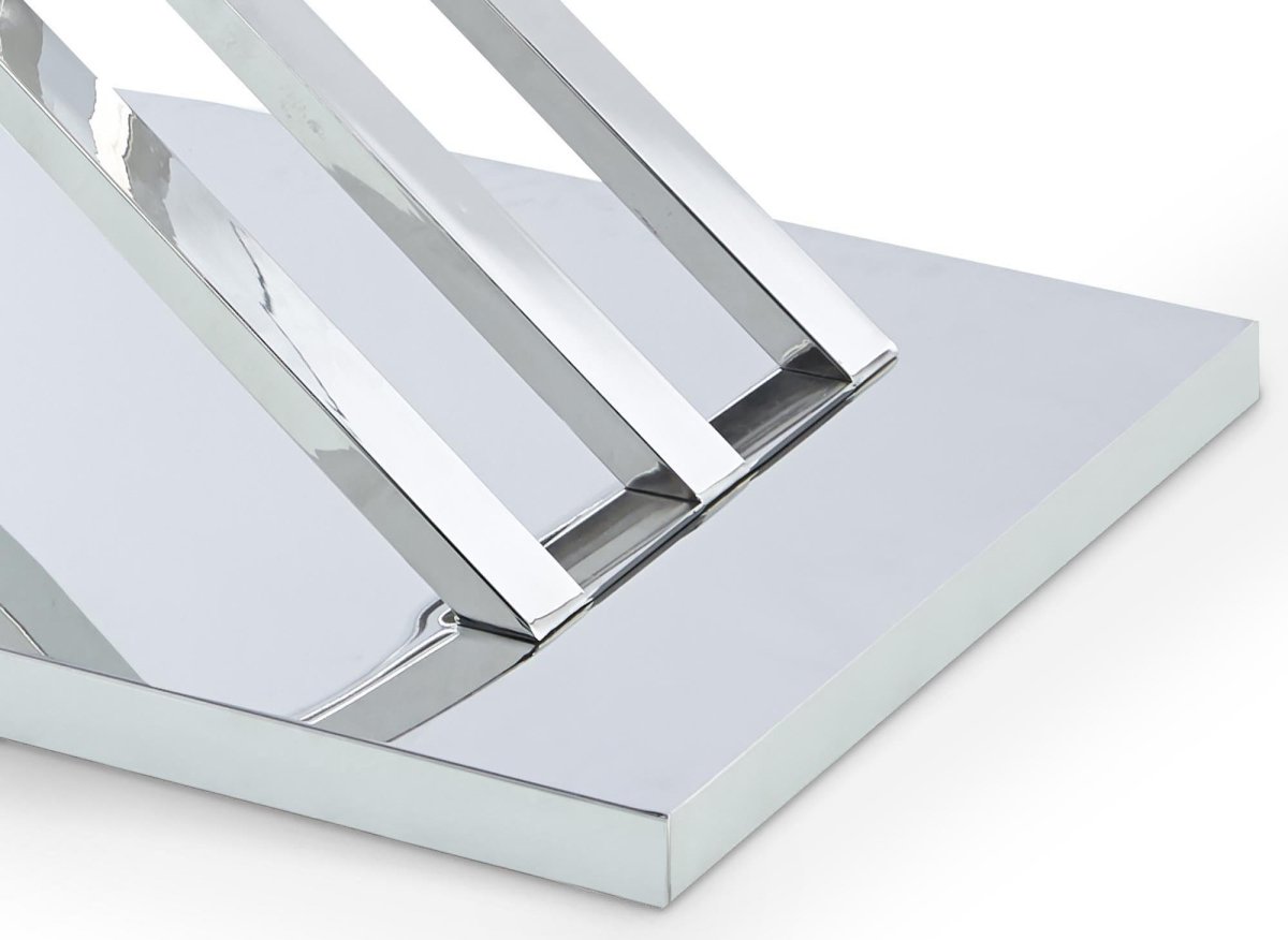 Table basse rectangulaire design avec pieds géométrique argentés NELLA - DécoInParis