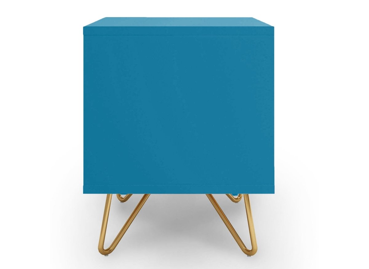 Table de chevet 2 tiroirs bleu canard DARINA - DécoInParis