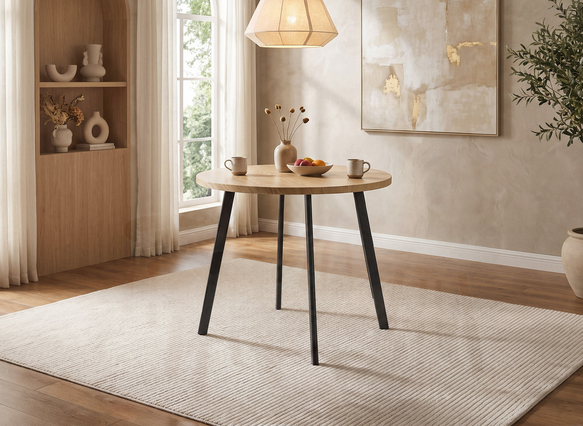 Ensemble table à manger en bois avec 4 tabourets beige IRINA