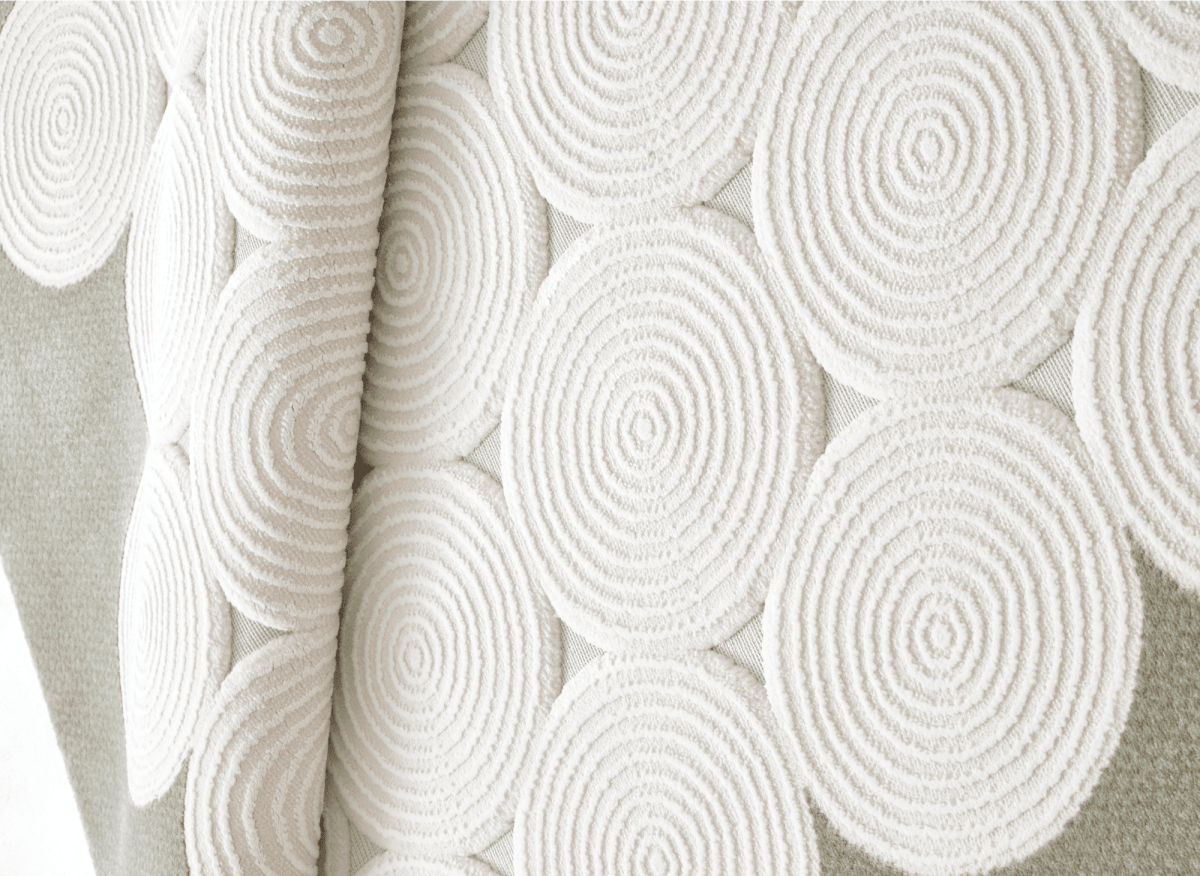 Tapis à motifs rond blanc écru 192 x 290 cm CLARA - DécoInParis