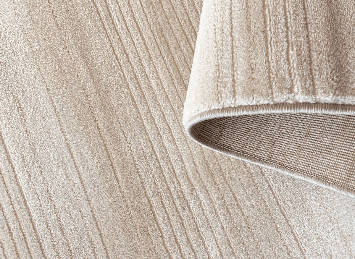 Tapis beige à effet striée 200 x 290 cm LATTE - DécoInParis