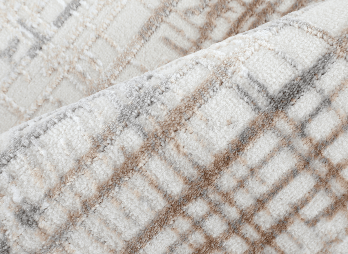 Tapis beige à motifs striés gris 160 x 230 cm PEKIN - DécoInParis