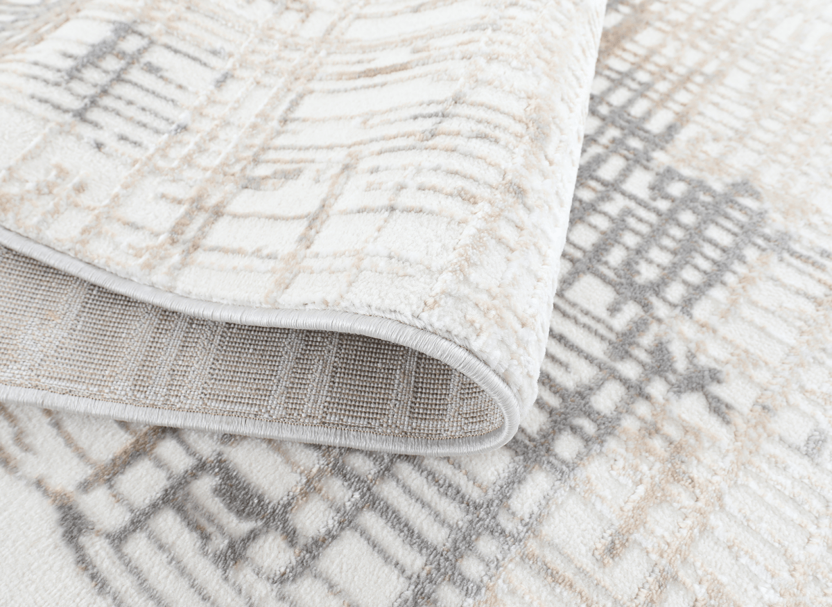 Tapis beige à motifs striés gris 160 x 230 cm PEKIN - DécoInParis