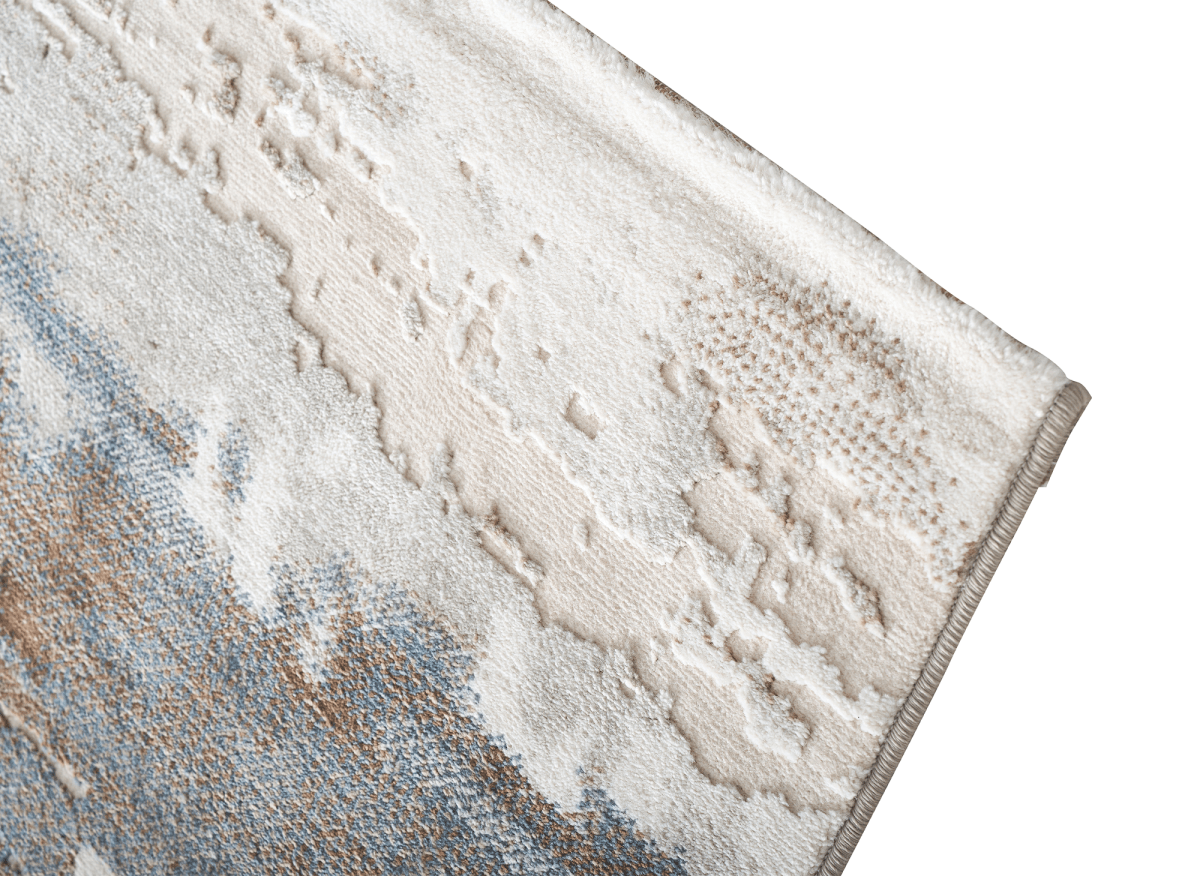 Tapis beige et bleu à motifs graphiques 160 x 230 cm MOSCOU - DécoInParis