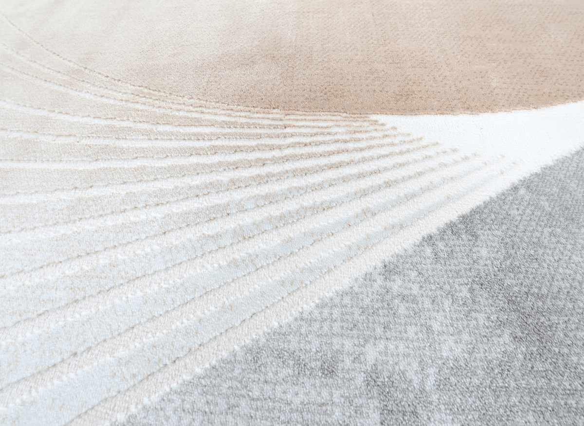 Tapis beige et gris à motifs blancs 160 x 230 cm PORTO - DécoInParis