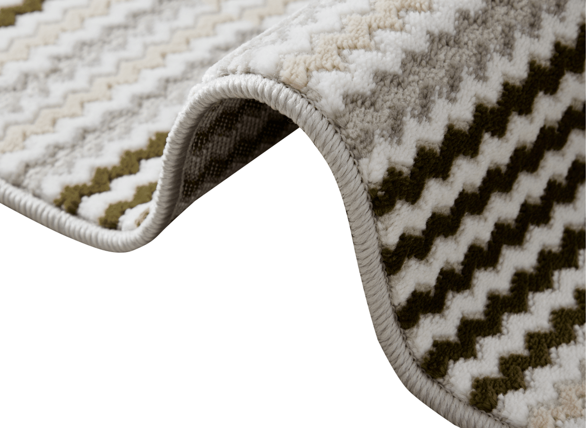 Tapis blanc à motifs carrés verts 160 x 230 cm THEOA - DécoInParis