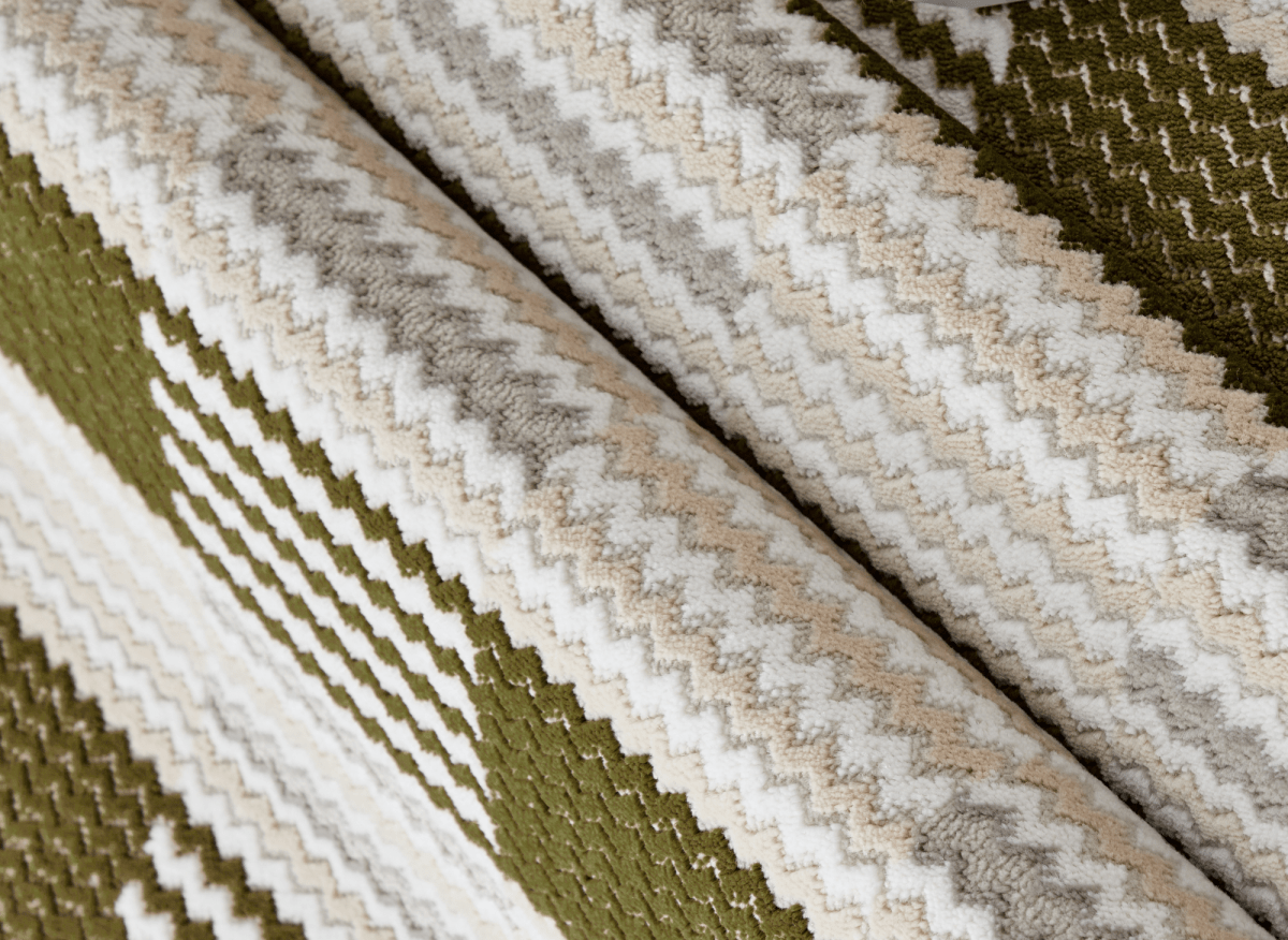 Tapis blanc à motifs carrés verts 200 x 290 cm THEOA - DécoInParis