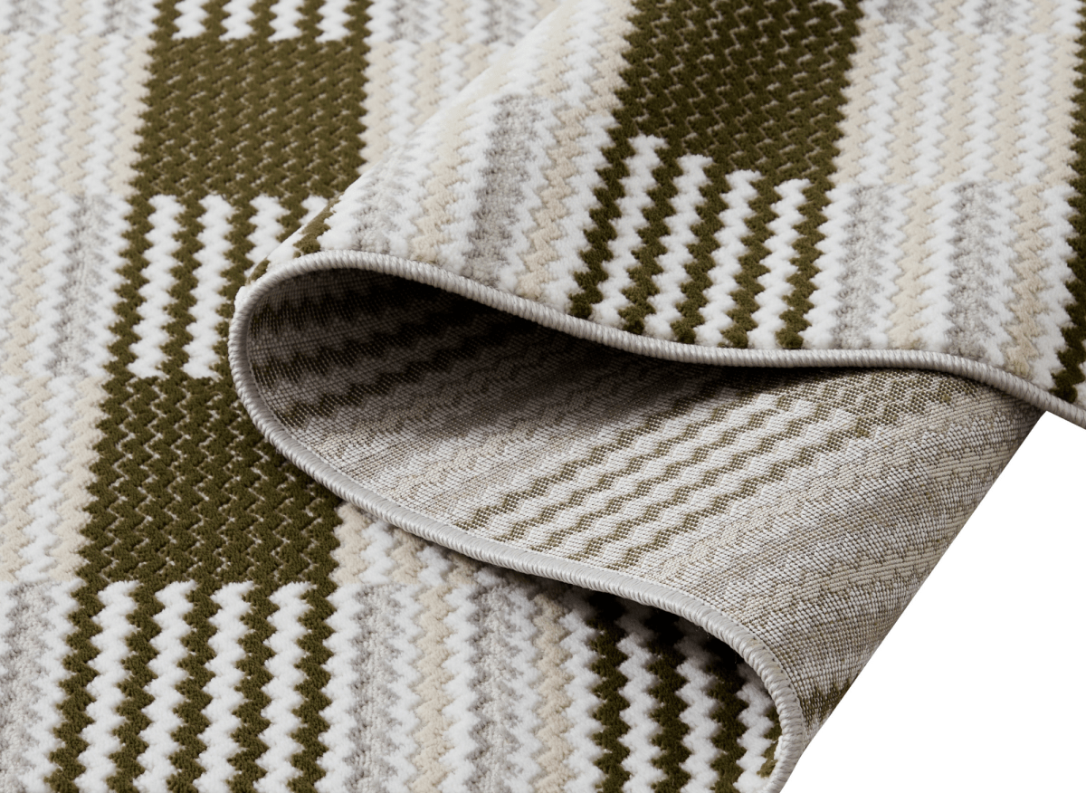 Tapis blanc à motifs carrés verts 200 x 290 cm THEOA - DécoInParis