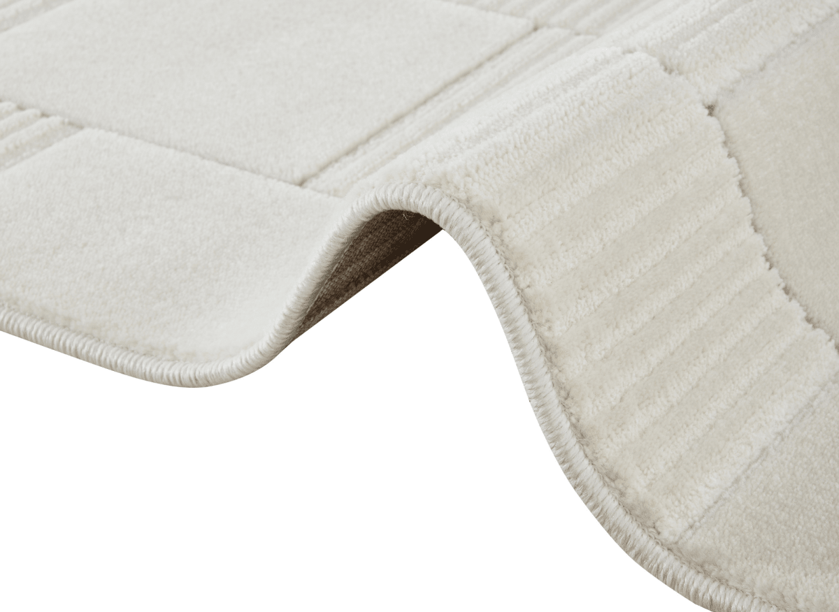 Tapis blanc écru à carreaux texturés 200 x 290 cm KARLINE - DécoInParis