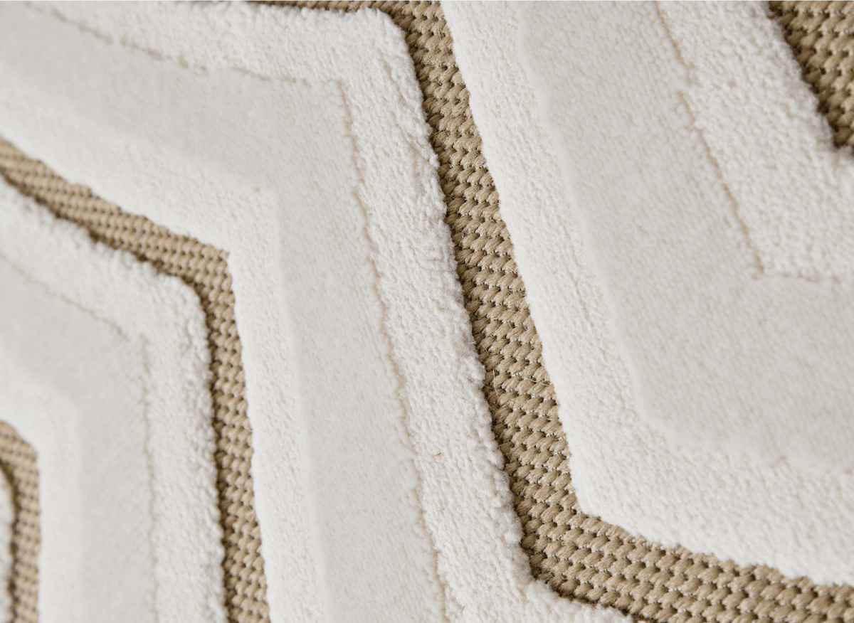 Tapis blanc écru à motifs circulaires beiges 160 x 230 cm ALEO - DécoInParis