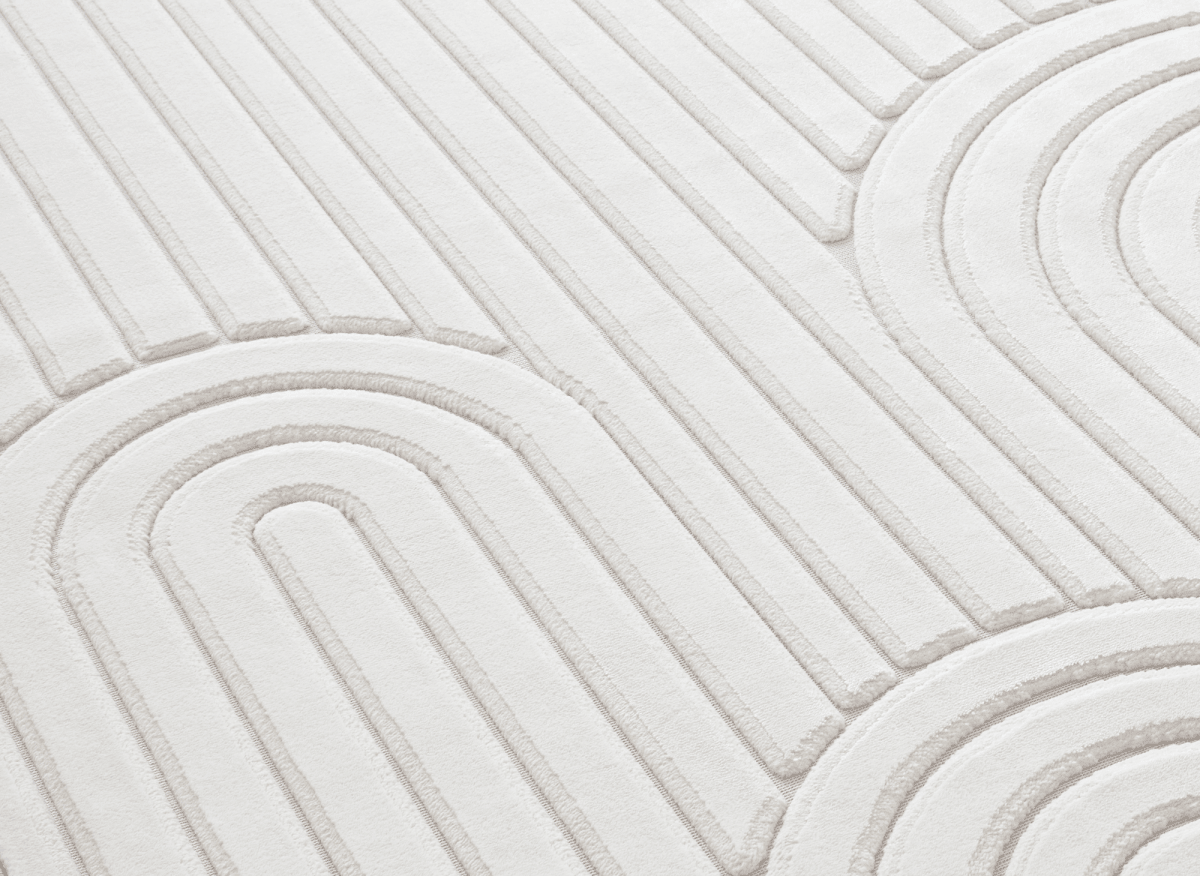 Tapis blanc écru à relief géométriques 192 x 290 cm AFINA - DécoInParis