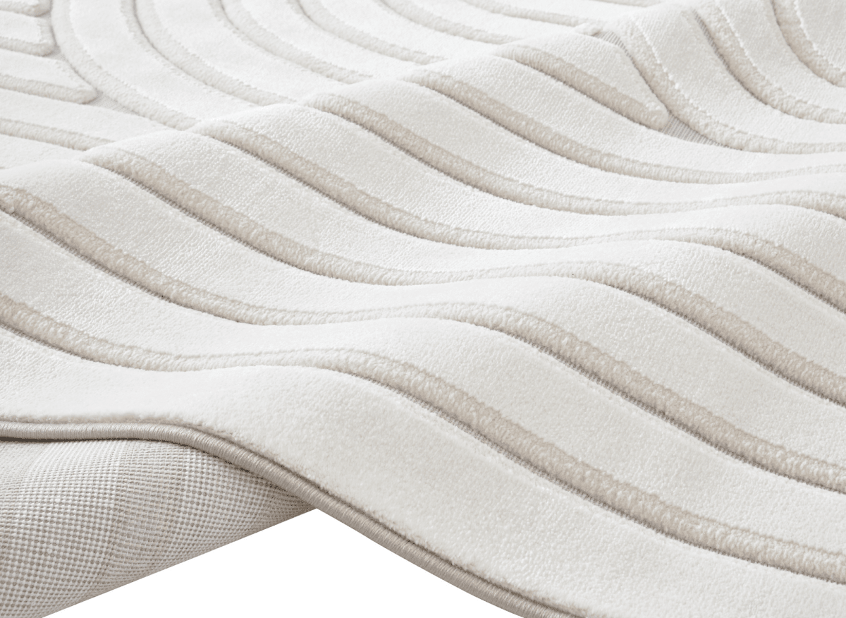 Tapis blanc écru à relief géométriques 192 x 290 cm AFINA - DécoInParis