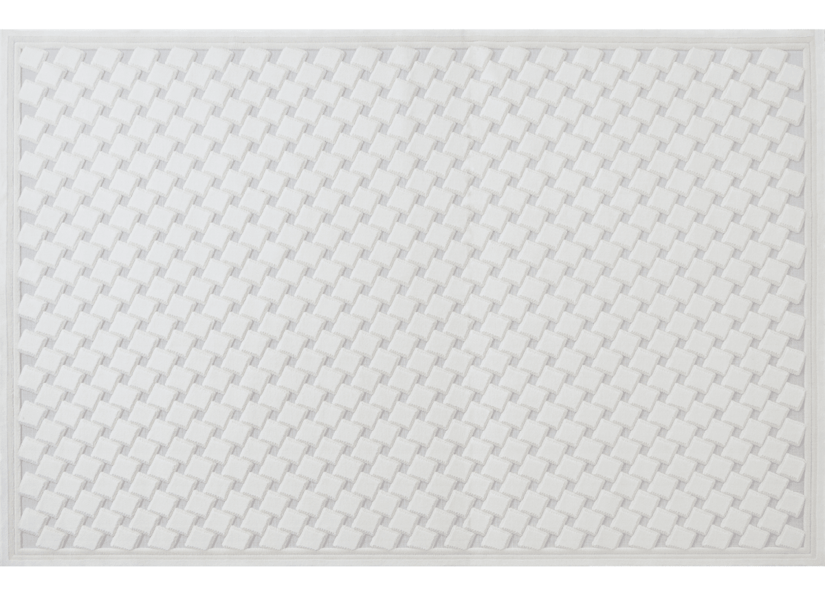 Tapis blanc écru effet moulure parisienne 154 x 230 cm LERIS - DécoInParis