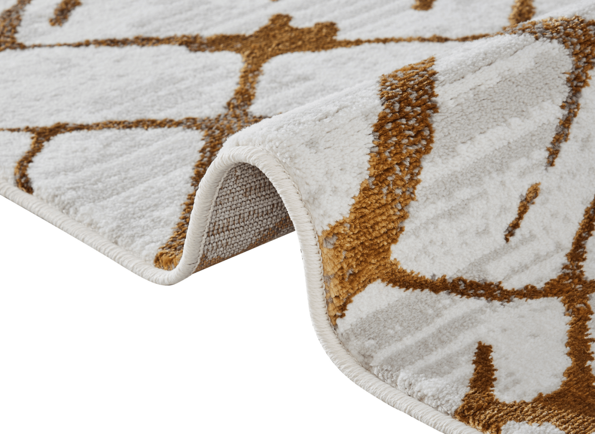 Tapis géométrique taupe et marron 200 x 290 cm LATTICE - DécoInParis