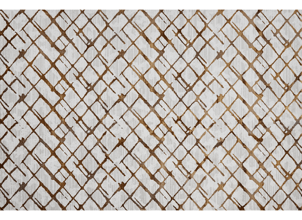 Tapis géométrique taupe et marron 200 x 290 cm LATTICE - DécoInParis