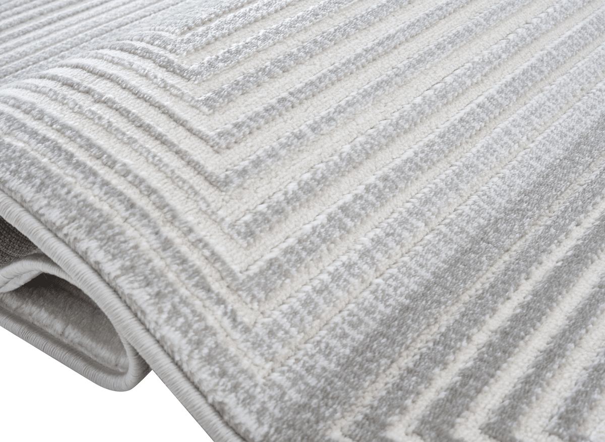 Tapis graphique art déco gris et blanc 160 x 230 cm HALL - DécoInParis