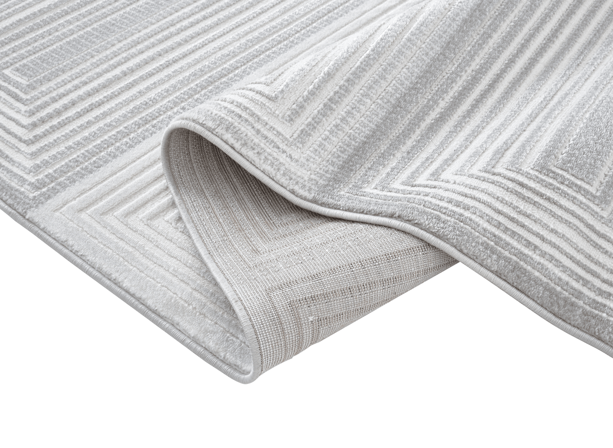 Tapis graphique art déco gris et blanc 200 x 290 cm HALL - DécoInParis