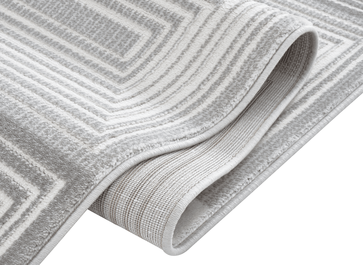 Tapis graphique art déco gris et blanc 200 x 290 cm HALL - DécoInParis