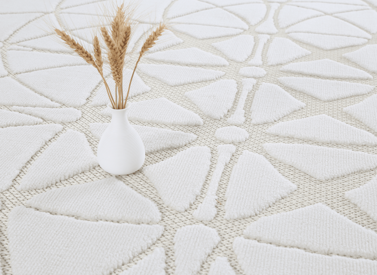 Tapis gris à motifs rosaces 160 x 230 cm SINGAPOUR - DécoInParis