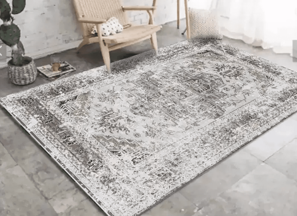 Tapis rectangulaire style oriental gris et blanc 160x230 cm RAJAH - DécoInParis