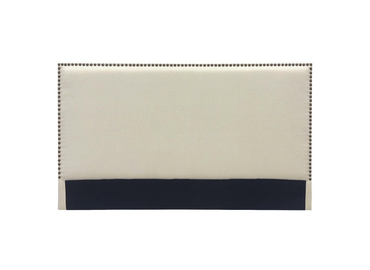 Tête de lit cloutée en tissu lin beige 140 cm LINDA - DécoInParis