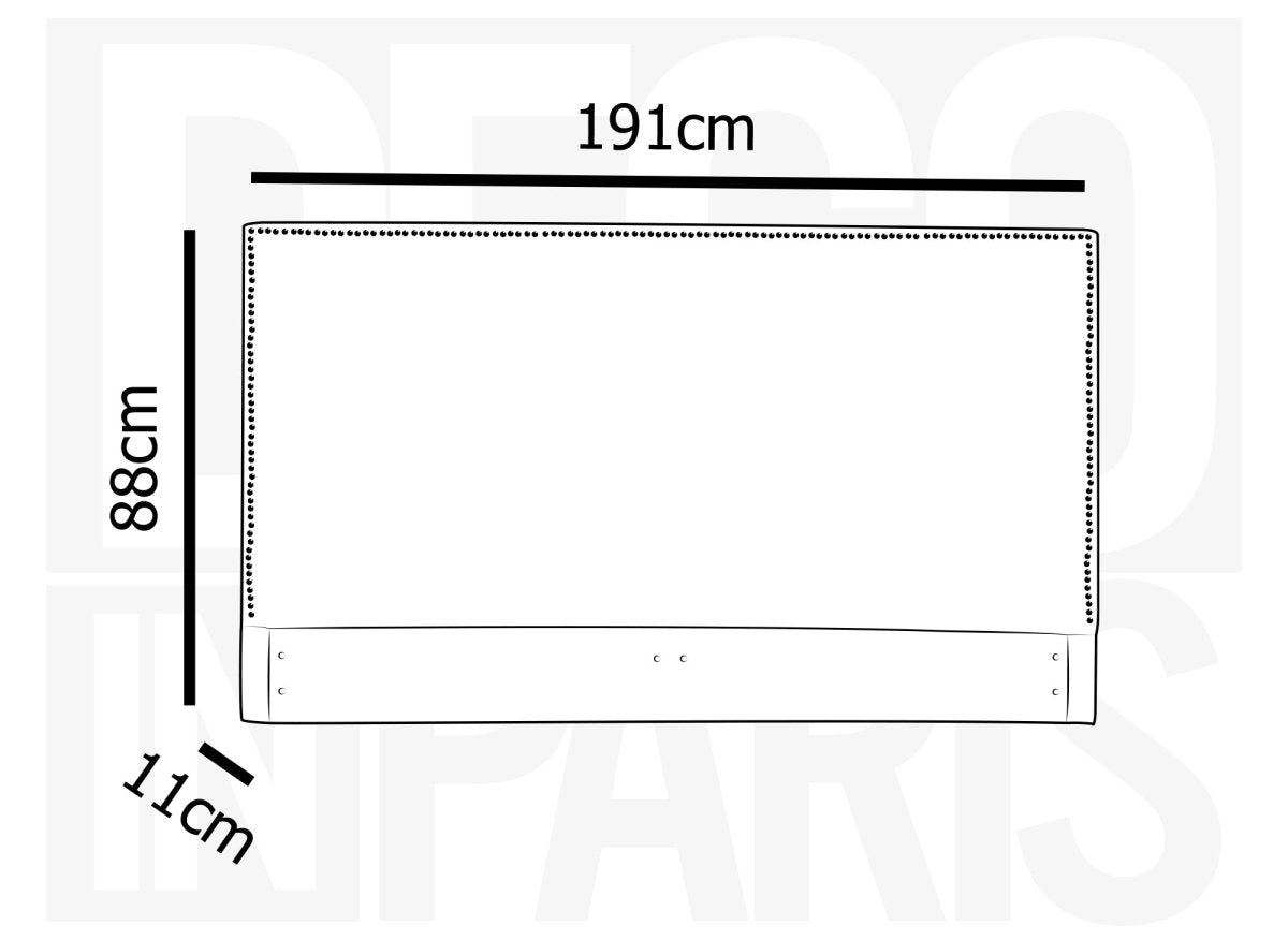 Tête de lit cloutée en tissu lin beige 180 cm LINDA - DécoInParis