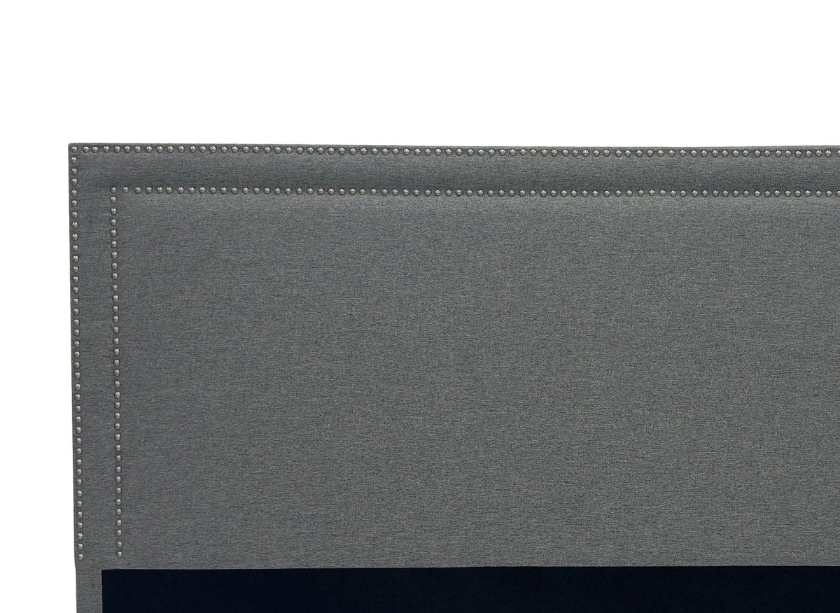 Tête de lit cloutée en tissu lin gris 160 cm LYVE - DécoInParis