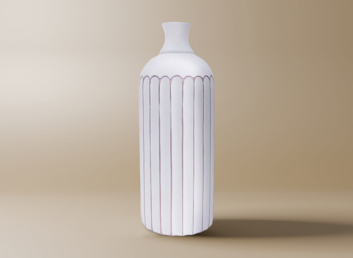 Vase en polyrésine blanc et doré H41 cm ARCA - DécoInParis