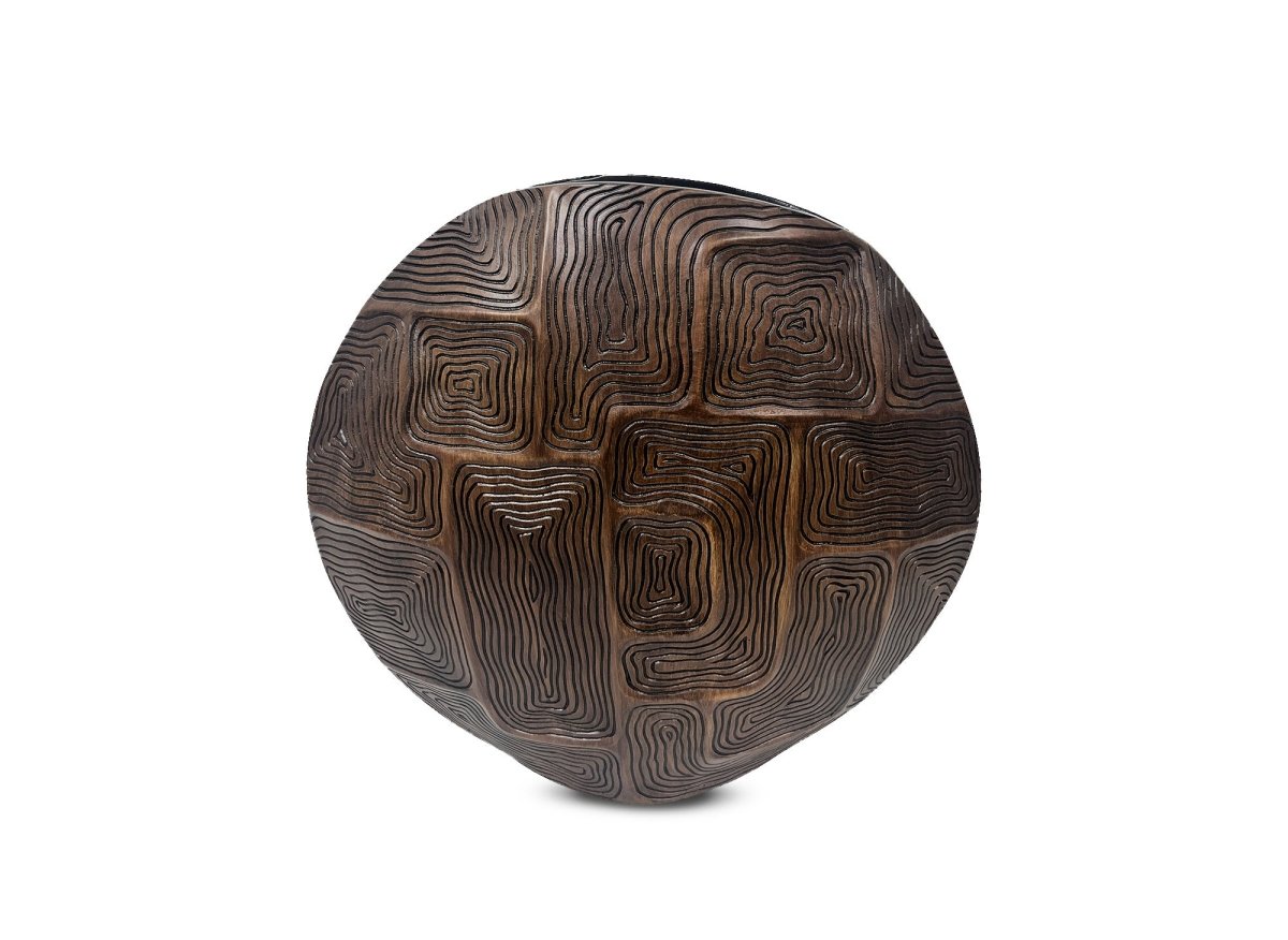 Vase rond en résine noir et marron H34 cm ARBORA - DécoInParis