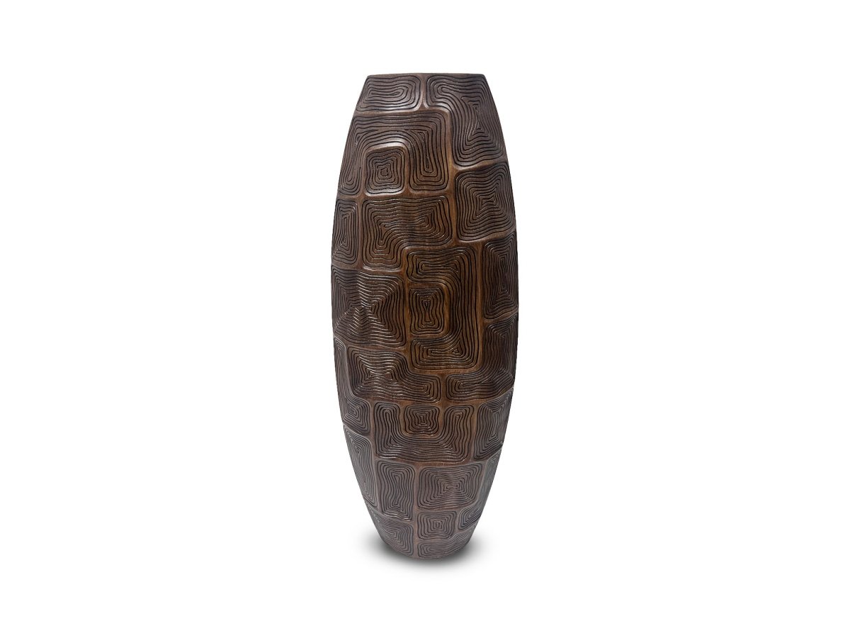 Vase totem en résine noir et marron H70 cm ARBORA - DécoInParis