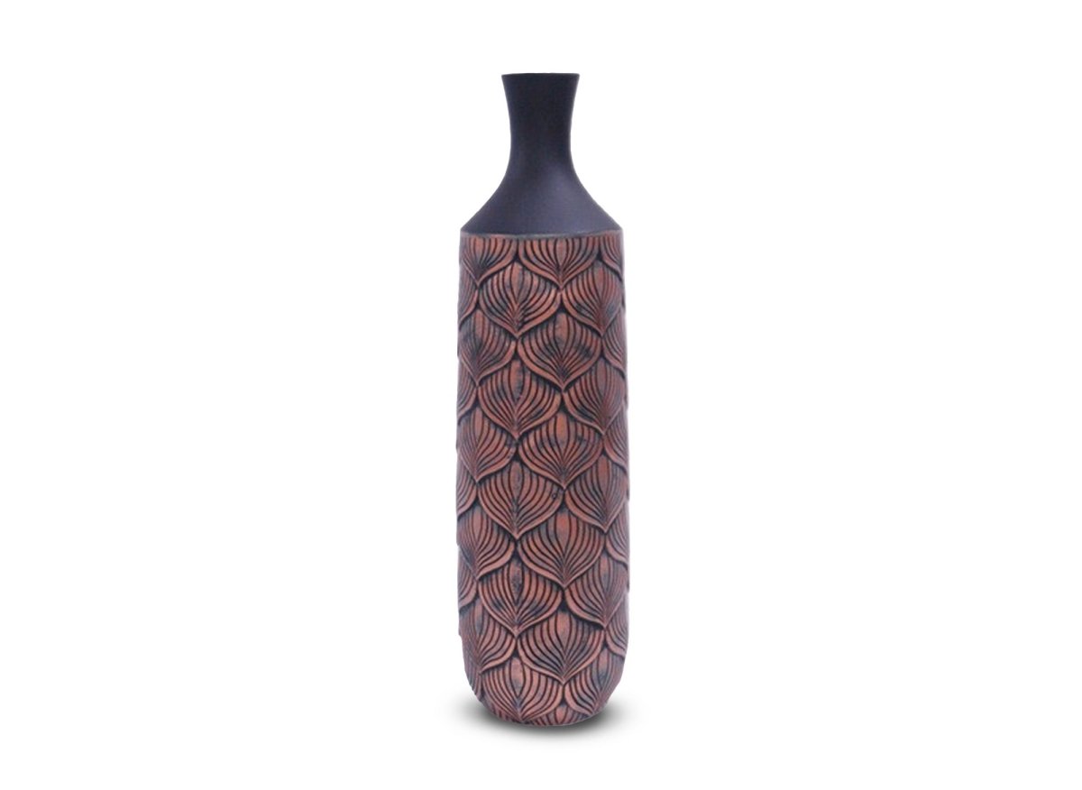 Vase XL en polyrésine noir et marron H50 cm NEVEN - DécoInParis